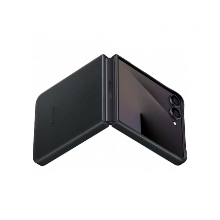 Накладка из эко кожи совместимая с Samsung Z Flip6/Flip 7FE черная - фото 2