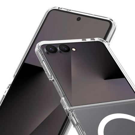 Пластиковая накладка Keephone X-Crystal с MagSafe совместимая с Samsung Galaxy Z Flip8 прозрачная  - фото 2