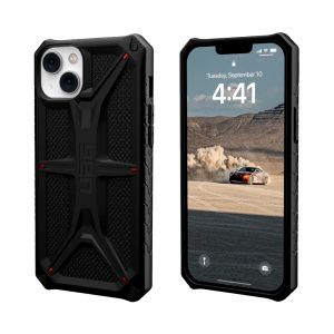 Противоударная пластиковая накладка UAG Monarch совместимая с iPhone 14 Plus кевлар черная