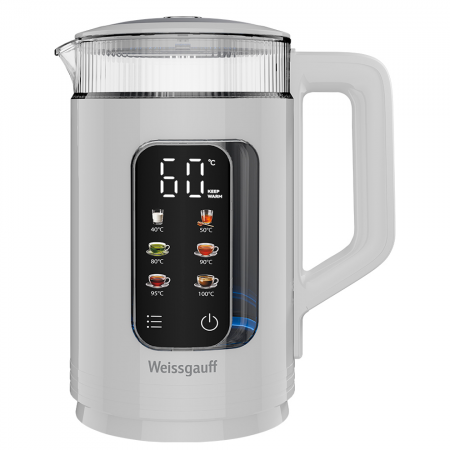 Чайник электрический Weissgauff WK 1520 Dw Touch BodyCool, объем 1,5 литра белый