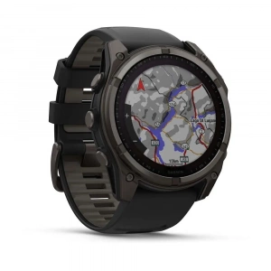 Умные часы Garmin Fenix 8 51mm Solar Sapphire DLC Carbon Grey titanium with black peddle gray (сапфирово-титановый с серым ремешком) (010-02907-10)