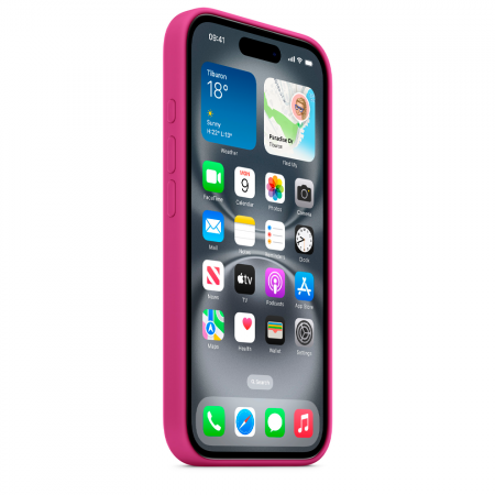 Накладка Silicone Case с MagSafe совместимая с iPhone 16 фуксия LB - фото 2