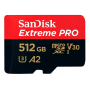 Карта памяти SanDisk Extreme Pro Micro SD 512GB U3 A2 V30 200/140MB/S 4K с адаптером