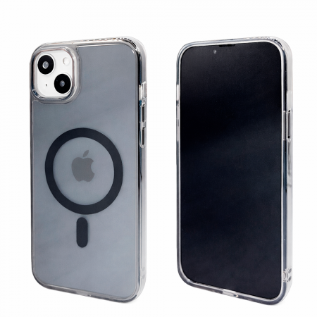 Пластиковая накладка WIWU Crystal Case MagSafe совместимая с iPhone 14 Plus затемненная - фото 2