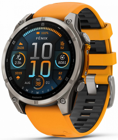 Умные Часы Garmin Fenix 8 51 mm AMOLED Sapphire Orange/ Graphit ( графит с оранжевым ремешком) (Titanium with silicone band) (010-02905-53) (Тайвань)