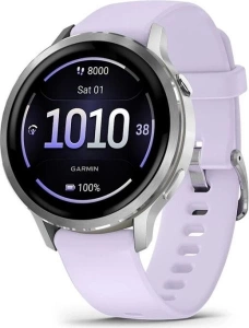 Умные часы Garmin Venu 4 41mm серебристый с сиреневым силиконовым ремешком (010-03013-41)