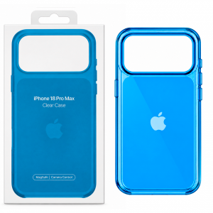 Пластиковая накладка Clear Case c MagSafe совместимые с iPhone 18 Pro Max/17 Pro Max голубая