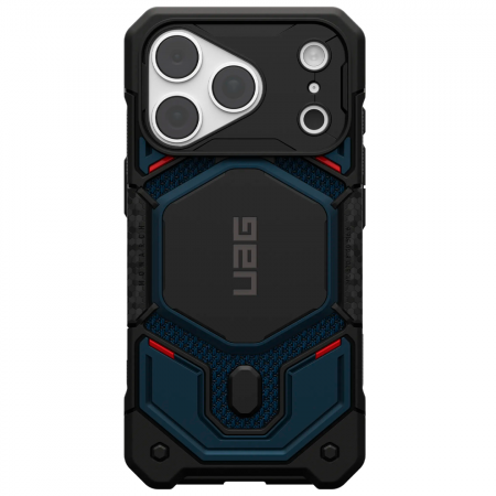 Противоударная накладка UAG MONARCH PRO с Magsafe с защитой на модуль камеры совместимая с 18 Pro Max/17 Pro Max черо-синяя - фото 2