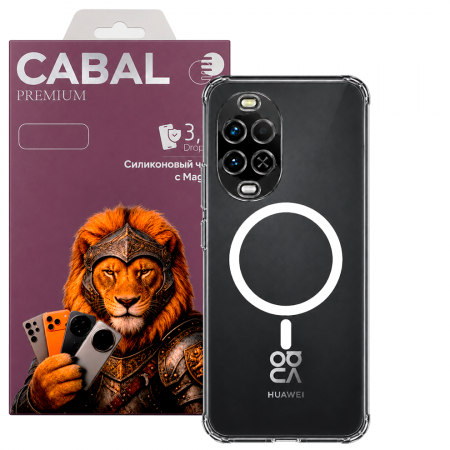Противоударная накладка Cabal Premium Clear Case c MagSafe для Huawei Nova 15 прозрачная